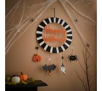 Wooden Black and Orange Halloween Wreath