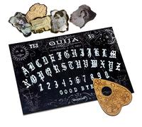 Wooden black Ouija board game with planchette and detailed instruction