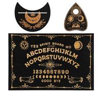 Wooden Black Ouija Board Set 11.8 x 7.8 Inch Classic Talking Boards with Planchette, Metaphysical Message Spirit Board Wiccan Gifts (1)