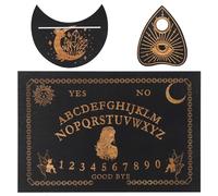 Wooden Black Ouija Board Set 11.8 x 7.8 Inch Classic Talking Boards with Planchette, Metaphysical Message Spirit Board Wiccan Gifts (2)