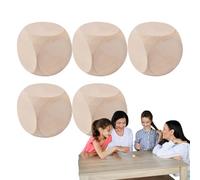 Wooden Blank - 5 Pieces Explore Possibilities, Cube with Round Corners, Unpainted Wooden Dice, 6-Sided Blank Dice, Rounded Corner Cubes, Unfinished Dice for Game