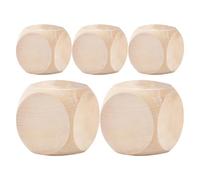 Wooden Blank Dice, Wooden Dice Blank, Vista Round Corner Cube Dice 5pcs - Wood Cube Blocks for Crafts, Unfinished Wood Cubes, Natural Wood Blocks, 6 Sided Wood Cube