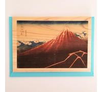 Wooden Blank Greeting Card [Series: Hokusai] Rain Storm beneath the Peak/Thirty-Six Views of Mt. Fuji (Fugaku Sanjuroku Kei)