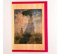 木の紙 Wooden Blank Greeting Card [Series: Monet] Woman with a Parasol - Madame Monet and Her Son, light and thin wooden material sliced from real wood