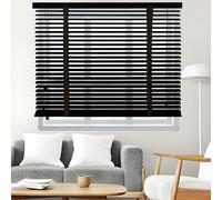 Wooden Blinds for Windows - 50mm Venetian Shades Horizontal Interior/Exterior Black 85x250cm Thermal Insulating Privacy Curtains Multiple