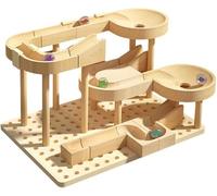 Wooden Block Building Blocks Toys, Marble Rolling 3D Puzzle Maze (B)