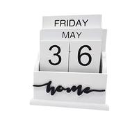 Wooden Block Calendar | Block Calendar for Desk | Wooden Retro Perpetual Calendar, Reusable Calendar Blocks for Bedrooms, Decorative Date Display for Home, Work, and Living Room