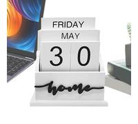 Wooden Block Calendar - Wooden Calendar, Retro Perpetual Calendar | Decorative Perpetual Date Display, Eco-Friendly Block Design Desk & Tabletop, Reusable Calendar Blocks for Bedrooms for Home, Work