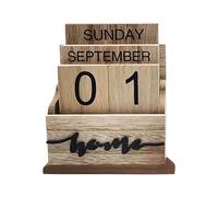 Wooden Block Calendar - Wooden Perpetual Calendar, Retro Calendar | Rustic Perpetual Desk Date Display for Home, Vintage Farmhouse Decoration with Reusable Blocks for Year-Round Use in Minimalist