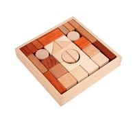 Wooden Block Set - Wood, 6.69x6.69x1.3in Building Blocks Educational Cognitive Development | Durable Sensory Learning Toy For Classroom, Kindergarten, Home Play, Activities, Sensory Games