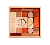Wooden Blocks Set, Educational Stacking Toys, 6.69 x 6.69 x 1.29 inches, Learning Game with Sturdy Construction, Natural Wood Learning Toy, Block Set with Colorful Design