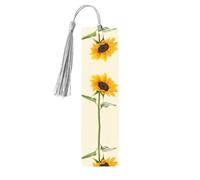 Wooden Bloom Sunflower Print Bookmarks with Tassel for Women,Men,Book Lovers,Page Markers for Students Teachers Reading
