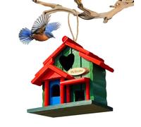 Wooden Bluebird House - Cute Bird Housing Rope Hanger, Handmade Nesting Box Decoration, Robust Landscape Garden Equipment | Warm Nest Room Comfort Zone for Songbirds Balcony