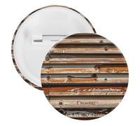 Wooden Board Arrangement Badge Metal Round Pins, Lightweight Brooch for Backpack, Fashion Button Pins Badge for Shirts, Jackets, Shawl Coat, Unisex, 12PCS, Tinplate, metal round pins