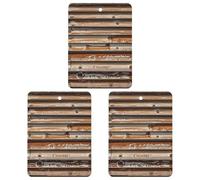 Wooden Board Arrangement Car Air Freshener, 3 Pcs Square Hanging Air Freshener Cards, Long Lasting Fragrance Scented Cards for Car, Home, Office Black-style