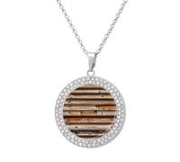 Wooden Board Arrangement Diamond Necklace for Women Girlfriend Mom 20" Cable Chain Round Pendant Necklace Memorial Couple Friendship Jewelry Birthday Anniversary Wedding Keepsake Romantic Gifts, One