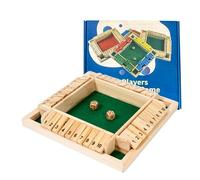 Wooden Board Game, 4 Player Shut The Box Game Box Table Board Game, Classic Dice Board Toy for Traditional Bar, Travel, Family Board Games, Holiday Fun Game, Best Gift for Kids