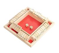 Wooden Board Game, 4 Player Shut The Box Game Dice Game Wooden Math Traditional Pub Board Dice Game Travel 4 Players Great Family Board Games Holiday Fun Game (Red)