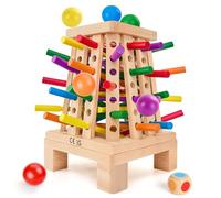 Wooden Board Game Montessori Toys, Colorful Sticks Dice Games, Maths Mastermind Educational Learning Toy Fine Motor Skills Counting for 3 4 5 6 Years Old, Family Travel Game Gifts for Boys Girls