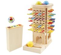 Wooden Board Game Montessori Toys, Colourful Chopsticks Dice Game, Educational Toy for Kids Fine Motor Skills Development and Color Recognition, Family Fun Ball Dropping Games for Kids and Adults