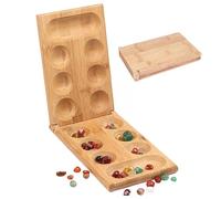 Wooden Board Game Set - Portable Folding Board Traditional African Strategic Learning Toy | Great for Adults Family Gathering