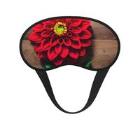 Wooden Board Retro Flower Red Dahlia Print Black Out Eye Mask for Sleeping Airplane, Sleep Mask Polyester for Home and Travel