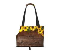 Wooden Board Sunflower Flower Printed Pet Tote Bag -Travel Pet Puppy Dog Carrier Backpack Tote Shoulder Bag For Subway/Shopping/Hiking/Traveling
