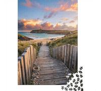 Wooden Boardwalk 1000 Piece Jigsaw Beach Sunset As A Birthday Present Mental Relaxation Home Display for Adult Stress Relief Seekers 38x26cm/1000pcs
