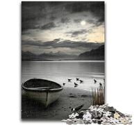 Wooden Boat at Night 1000 Piece Jigsaw Puzzle for Adults Teens,Educational Games Wall Decoration Unique Birthday And Xmas Gifts (38x26cm)
