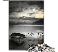 Wooden Boat at Night 1000 Piece Jigsaw Puzzles for Teenagers, Staycation Kill Time Every Piece Is Unique - Challenging Family Fun Game 26x38cm