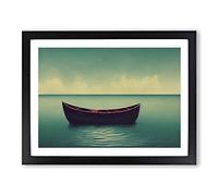 Wooden Boat H1022 Framed Print for Living Room Bedroom Home Office Décor, Wall Art Picture Ready to Hang, Black A2 Frame (64 x 46 cm)