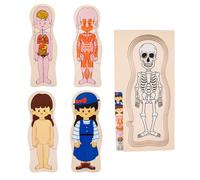 Wooden Body Puzzle - Human Body Anatomy Educational Body, Interactive Learning A | Wooden Body Parts Puzzle for Kids with Illustrations Skeletal Model for Learning Me