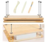 Wooden Book Binding Kits 29.5x19.5x3cm, Portable Book Press Tools with 4Pcs Screws, Cloth, Brush and Paper Folding Knife, Binding Press Books Tools for Teachers, Reading Enthusiasts and Librarians