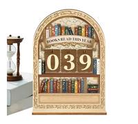 Wooden Book Counter | Counter for Reading Books in the Year | Bookshelf Decoration with Bookworm and Reader Motif | Ideal for Women, Men, Children, Library, Classroom