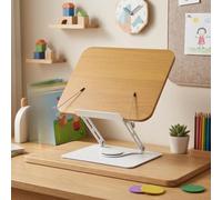 Wooden Book Holder Lap Desk Multi-Angle Adjustable Stand(White Rotate)