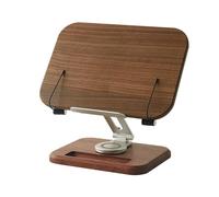 Wooden Book Stand - Adjustable Cookbook Holder, Reading Desk, Document Holder with Aluminum Frame | Ideal for Textbooks, Study, Kitchen Use