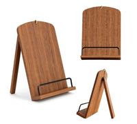 Wooden Book Stand, Foldable Book Holder, Hanging Reading Stand, Book Stand with Metal Locking Rod, Cookbook Holder for Cookbooks, Tablet, iPad, Music Sheets, Magazines and Decoration