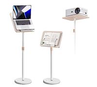 Wooden Book Stand for Hands-Free Reading for Bible, Laptop, Projector, Recipe & Tablet Display on Podium Stands - Clip-on Holder & Flat/Height Adjustable Plate for Wooden Floors (white)