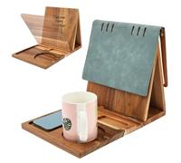 Wooden Book Stand for Reading Rest,Foldable Triangle Book Holder,Multifunctional Books Nook Organizer with Tablet Cup Phone Glasses Holder,Reading Valet Desktop for Readers Books Lover Gifts