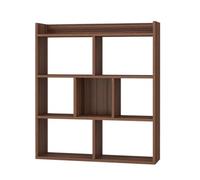 Wooden Bookcase 7 Cubes Open-Back Bookshelf Storage Display Shelf-Walnut