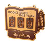 Wooden Bookcase Counter Sign - Hanging Book Display Decoration, Wall Mounted Reading Tracking Organizer Board | Decorative Literary Art Piece for Workplace Living Room Library Nook Corner