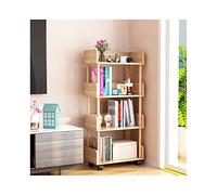 Wooden Bookcase on Wheels, Modern 4 Tier Free Standing Display Stand for Home Storage and Decor, Versatile and Stylish Organization Solution