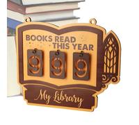 Wooden Bookcase Sign - Hanging Bookcase Ornament - Book Follower for Reading - for Study Corner, Office, Home, Living Room, Bookcase, Corner and Wall