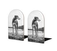 Wooden Bookends, Set Of 2 Bookshelf Book Stopper Book Holder for Home Library School, Greyhound