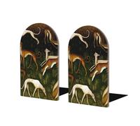 Wooden Bookends, Set Of 2 Bookshelf Book Stopper Book Holder for Home Library School, Greyhounds