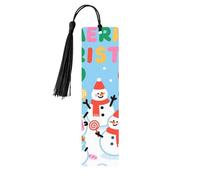 Wooden Bookmark Christmas Snowman Candy Wooden Craft Bookmark Vintage Wood Hanging Tags Bookmarks Ornaments with Tassels Cute Book Mark Reading Page Markers for Women Men Book Lovers