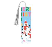 Wooden Bookmark Christmas Snowman Candy Wooden Craft Bookmark Vintage Wood Hanging Tags Bookmarks Ornaments with Tassels Cute Book Mark Reading Page Markers for Women Men Book Lovers
