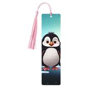 Wooden Bookmark Five Cute Penguins Wooden Craft Vintage Wood Hanging Tags Ornaments with Tassels Cute Book Mark Reading Page Markers for Women Men Book Lovers
