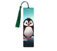 Wooden Bookmark Five Cute Penguins Wooden Craft Vintage Wood Hanging Tags Ornaments with Tassels Cute Book Mark Reading Page Markers for Women Men Book Lovers