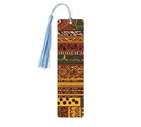Wooden Bookmark for Men Women Novelty Gag African National Patterns Bookmark for Book Lovers Unique Handmade Book Marks with Tassel Pendant Craft Book Mark Accessories